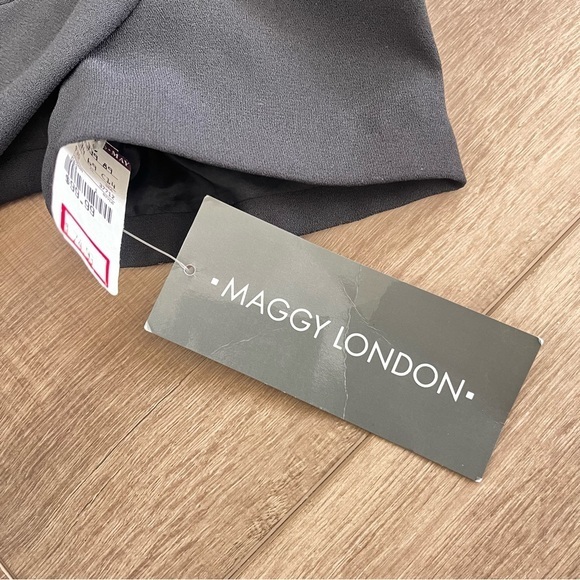 Maggy London Silk‎ Black Sheath Formal Dress Sz 4 Pad Shoulder Lined Party NWT - Picture 6 of 9